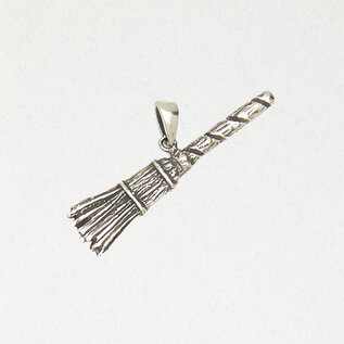 The Witch's Broom Pendant in Lead-Free Pewter