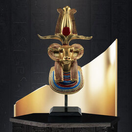 Bust of Khnum Statue - 12 Inches Tall in Hand-Painted Stone - Made in Egypt