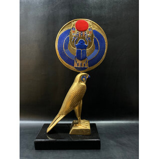 Horus Statue - 20.5 Inches Tall in Stone Hand-Painted with Gold Leaf - Made in Egypt