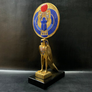 Horus Statue - 20.5 Inches Tall in Stone Hand-Painted with Gold Leaf - Made in Egypt