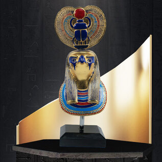 Horus Bust Statue - 13 Inches Tall in Hand-Painted Stone - Made in Egypt