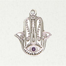 Hamsa with Accent Cabochon Pendant in Lead-Free Pewter