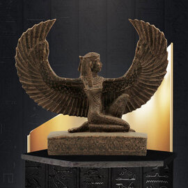 Winged Isis Statue - 9.2 Inches Tall in Granite - Made in Egypt
