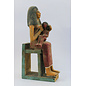 Goddess Isis Nursing Horus Statue - 15.5 Inches Tall in Natural Wood - Made in Egypt