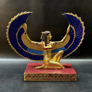 Winged Isis Statue - 8.5 Inches Tall in Gold Leafed Stone - Made in Egypt