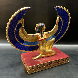 Winged Isis Statue - 8.5 Inches Tall in Gold Leafed Stone - Made in Egypt