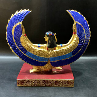 Winged Isis Statue - 8.5 Inches Tall in Gold Leafed Stone - Made in Egypt