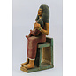 Goddess Isis Nursing Horus Statue - 15.5 Inches Tall in Natural Wood - Made in Egypt