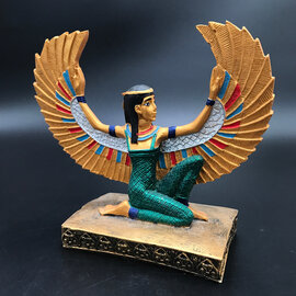 Egyptian Goddess Isis spreading her wings of protection Statue  - 6 Inches Tall in Hand-Painted Polyester - Made in Egypt