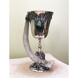 Labradorite Antler Chalice with Labradorite and Amethyst