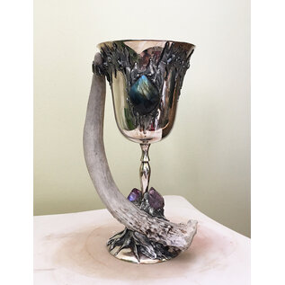 Labradorite Antler Chalice with Labradorite and Amethyst