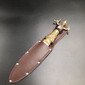 Minoan Snake Goddess Athame - 11 Inches Long with Bronze Handle and Blade - Made in Crete