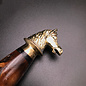 Cretan Horse Head Athame - 11 Inches Long with Black-Stained Kermes Oak Handle, Steel Blade, and Bronze Pommel - Made in Crete