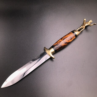 Cretan Satyr Athame  -  11 Inches Long with Black-Stained Kermes Oak Handle, Steel Blade, and Bronze Pommel - Made in Crete