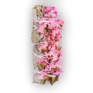 Smoke Spells Smudge Wand: White Sage with Pink Sinuata Flower