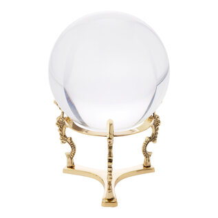 Large Dragon Crystal Ball Stand in Brass Tone