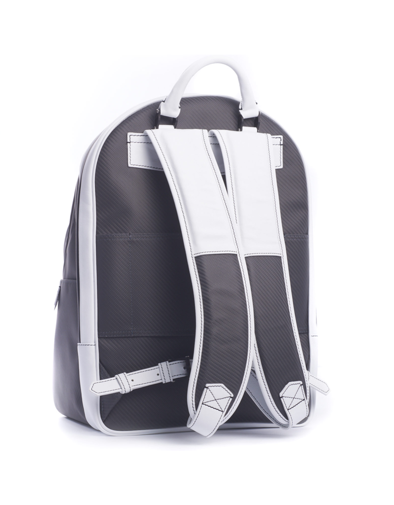 Carbon Fiber Backpack, White Leather