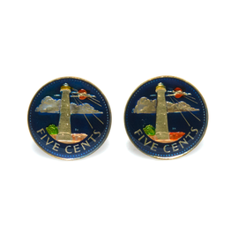 Hand Enameled Coin Cufflinks - Barbados