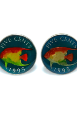 Hand Enameled Coin Cufflinks - Bermuda