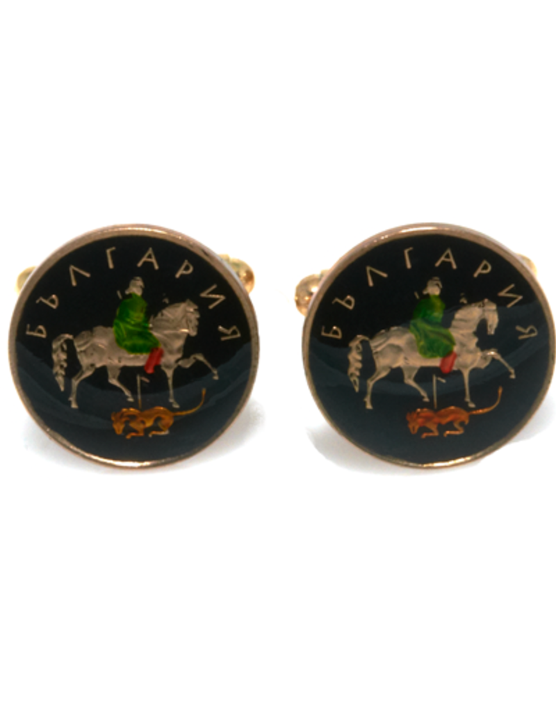 Hand Enameled Coin Cufflinks - Bulgaria