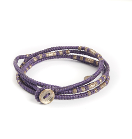 Knotted Purple multi wrap with silver beads bracelet