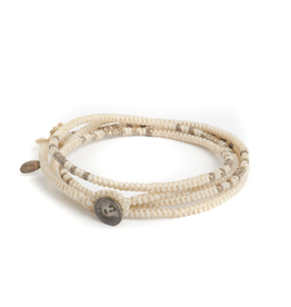 Knotted White multi wrap with silver beads bracelet