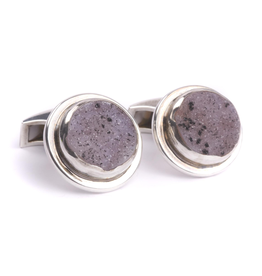 Sterling Silver Lilac Speckle Druzy Cufflinks