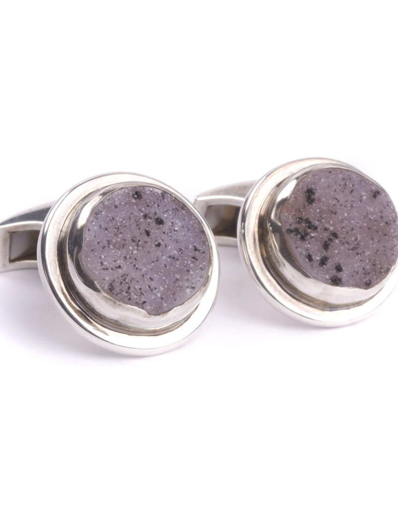 Sterling Silver Lilac Speckle Drusy Cufflinks