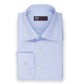 Powder Blue and White Cotton Tattersall Shirt