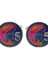 Hand Enameled Coin Cufflinks - Cayman Islands