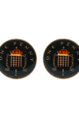 Hand Enameled Coin Cufflinks - England 1 penny