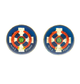 Hand Enameled Coin Cufflinks - England