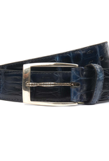Burdi Cayman Yacare Crocodile Belt with snake buckle, Blue