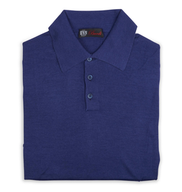 Cashmere and Silk Polo Sweater, Cobalt