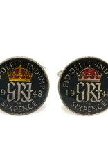Hand Enameled Coin Cufflinks - England-black