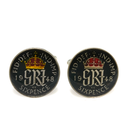 Hand Enameled Coin Cufflinks - England-black