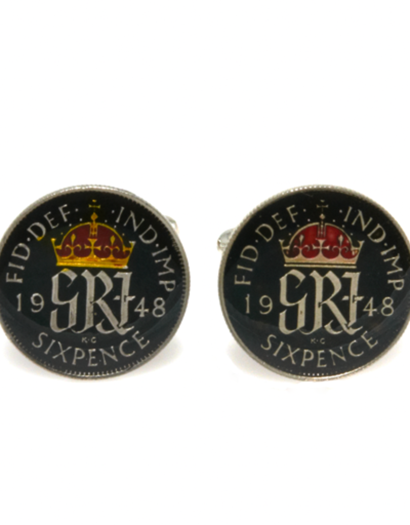 Hand Enameled Coin Cufflinks - England-black