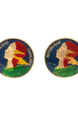 Hand Enameled Coin Cufflinks - France