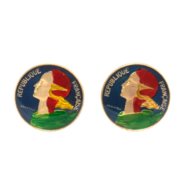 Hand Enameled Coin Cufflinks - France