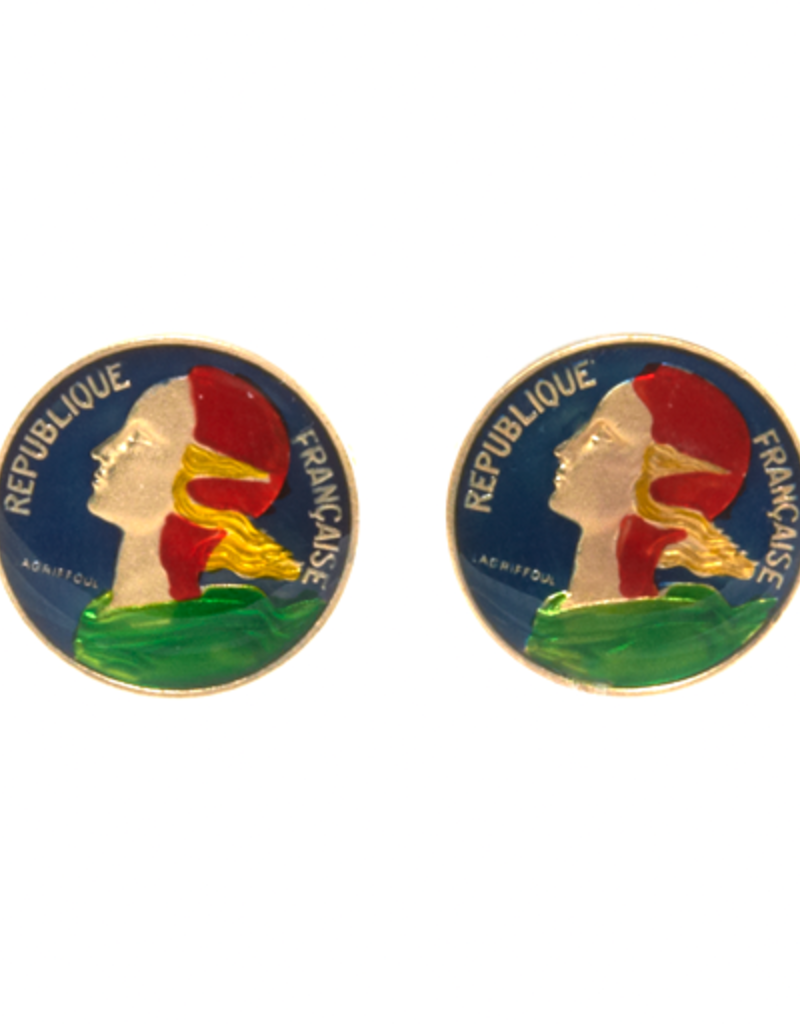 Hand Enameled Coin Cufflinks - France