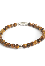 Tiger Eye & Silver Discs Bracelet