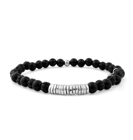 Onyx & Silver Discs Bracelet