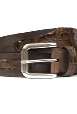 Leather belt with interwoven Crocodile Brown