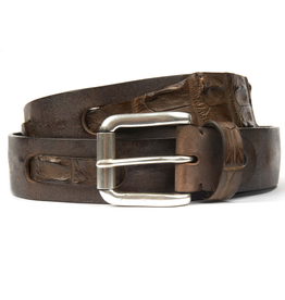 Burdi Leather Crocodile Belt - Brown