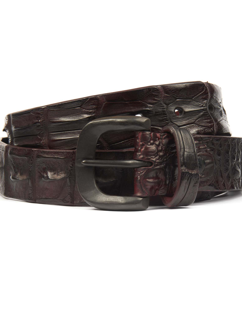 Burdi Hornback Crocodile belt- Wine