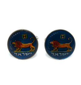 Hand Enameled Coin Cufflinks - Israel