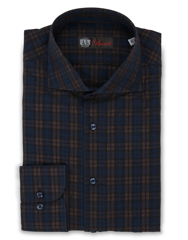 100%CO Crinkled Plaid Shirt