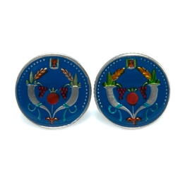 Hand Enameled Coin Cufflinks - Israel