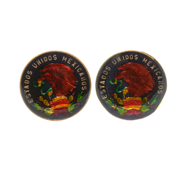 Hand Enameled Coin Cufflinks - Mexico