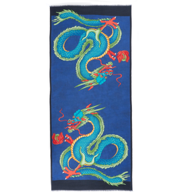 Cashmere Featherweight Scarf Double Dragon - Blue & Green